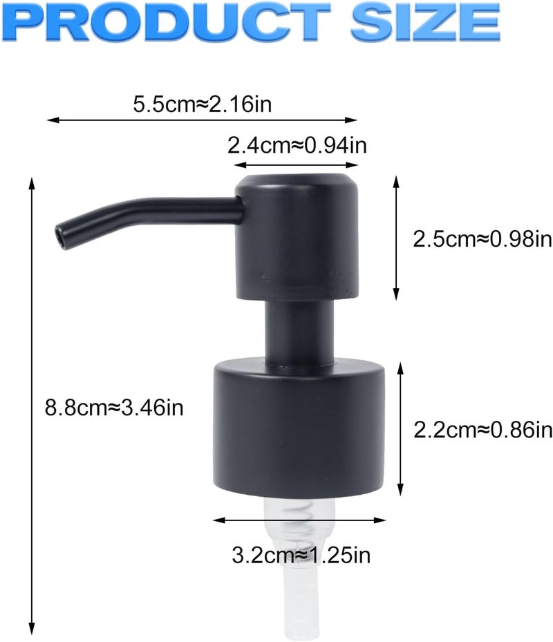 KAROGOGH Stainless Steel Soap Dispenser Pump, Modern Design, 2-Pack (Black) - Image 3
